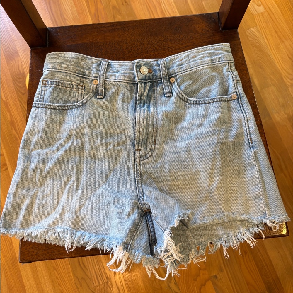 Madewell Distressed Light Blue Denim Shorts